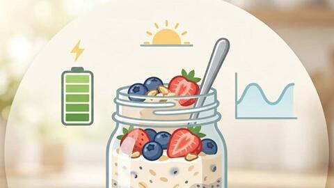 Yến mạch ngâm qua đêm giúp duy trì năng lượng và đường huyết ổn định