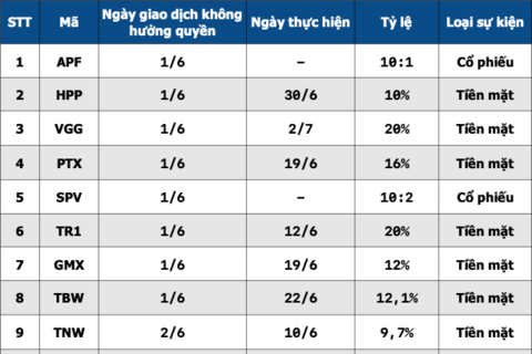 Cổ đông đón tin vui: 32 doanh nghiệp chốt quyền chia cổ tức, mức cao nhất 50%