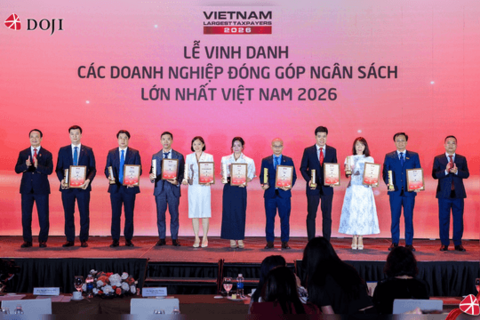 DOJI nhận vinh danh Top 7 doanh nghiệp phân phối – bán lẻ tư nhân nộp ngân sách Nhà nước lớn nhất Việt Nam năm 2026