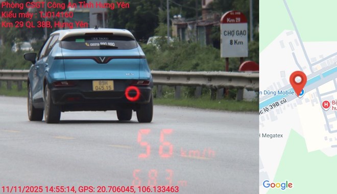 Nhiều chủ xe phạt nguội lỗi quá tốc độ giữa tháng 11