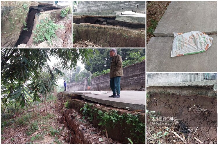 Đoạn đường bêtông từng hư hỏng nghiêm trọng vì sạt lở. Ảnh chụp tháng 12.2022: Tô Công.