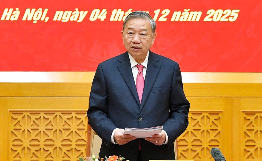 Tổng Bí thư Tô Lâm phát biểu tại Hội nghị. Ảnh: Bộ Quốc phòng