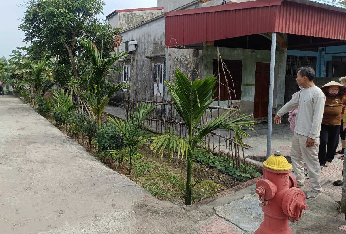 Khu vực được cho là lối đi nội đồng đã được đổ một phần bê tông từ đường 405 vào. Ảnh: Băng Tâm