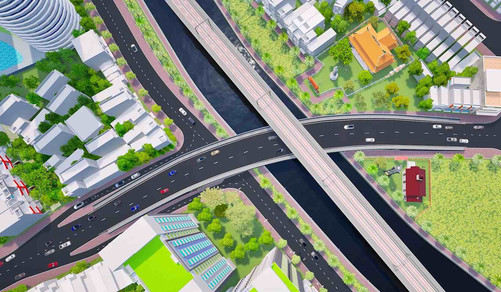 Phối cảnh rạch Văn Thánh qua cầu Phú An xây mới.