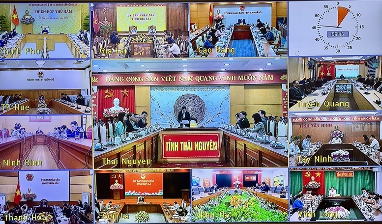 Phiên họp được tổ chức trực tiếp tại Trụ sở Chính phủ, kết nối trực tuyến với điểm cầu 34 tỉnh, thành phố - Ảnh: VGP/Nhật Bắc