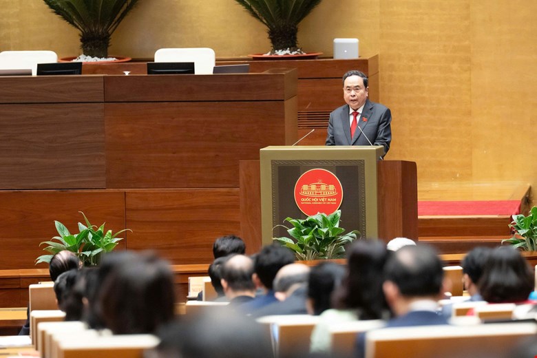 Ủy viên Bộ Chính trị, Chủ tịch Quốc hội phát biểu khai mạc Kỳ họp thứ Nhất. Ảnh: Quochoi.vn