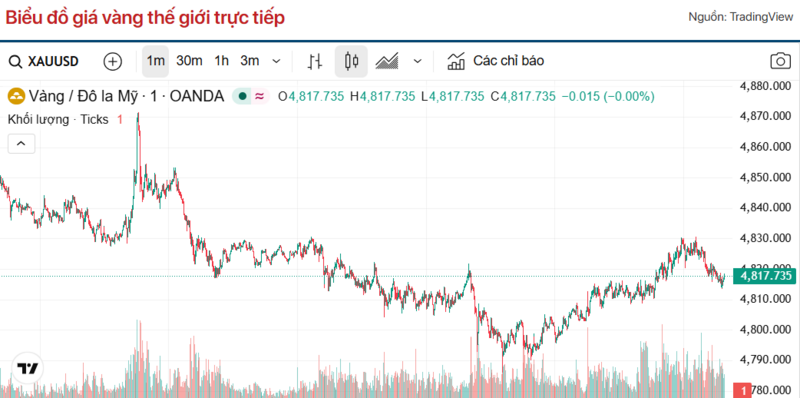 Diễn biến giá vàng thế giới trong 24h qua.