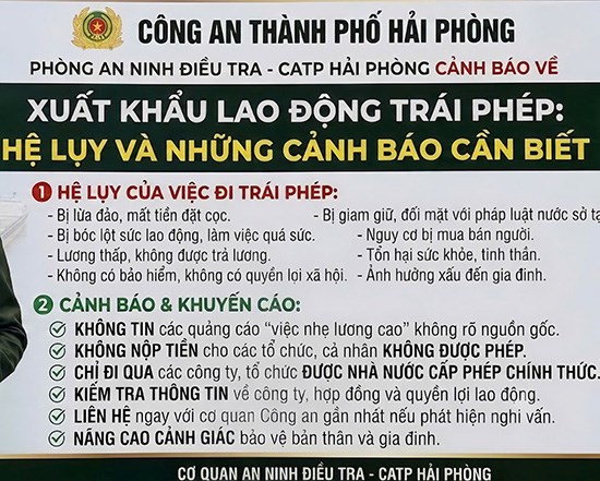 Công an Hải Phòng cảnh báo hệ lụy của xuất khẩu lao động trái phép