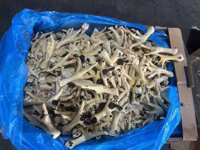 260 tấn chân gà mốc, bốc mùi trong kho đông lạnh ở Hà Nội