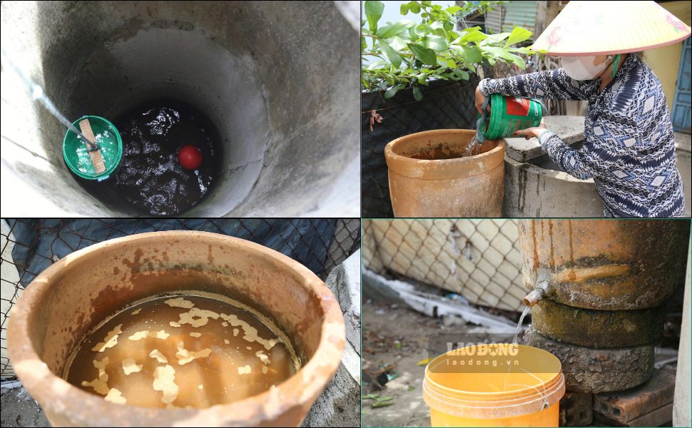 Giếng nước tại Hải Minh bị nhiễm phèn, nhiễm mặn, không thể sử dụng cho ăn uống. Ảnh: Hoài Phương.