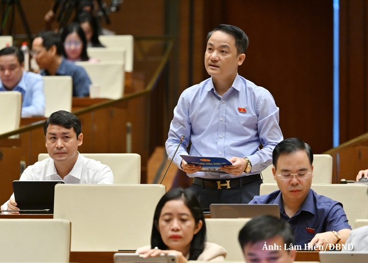 Đại biểu Lê Văn Thế, đoàn ĐBQH tỉnh Ninh Bình phát biểu cho ý kiến hoàn thiện dự thảo sửa đổi Luật Đất đai năm 2024.