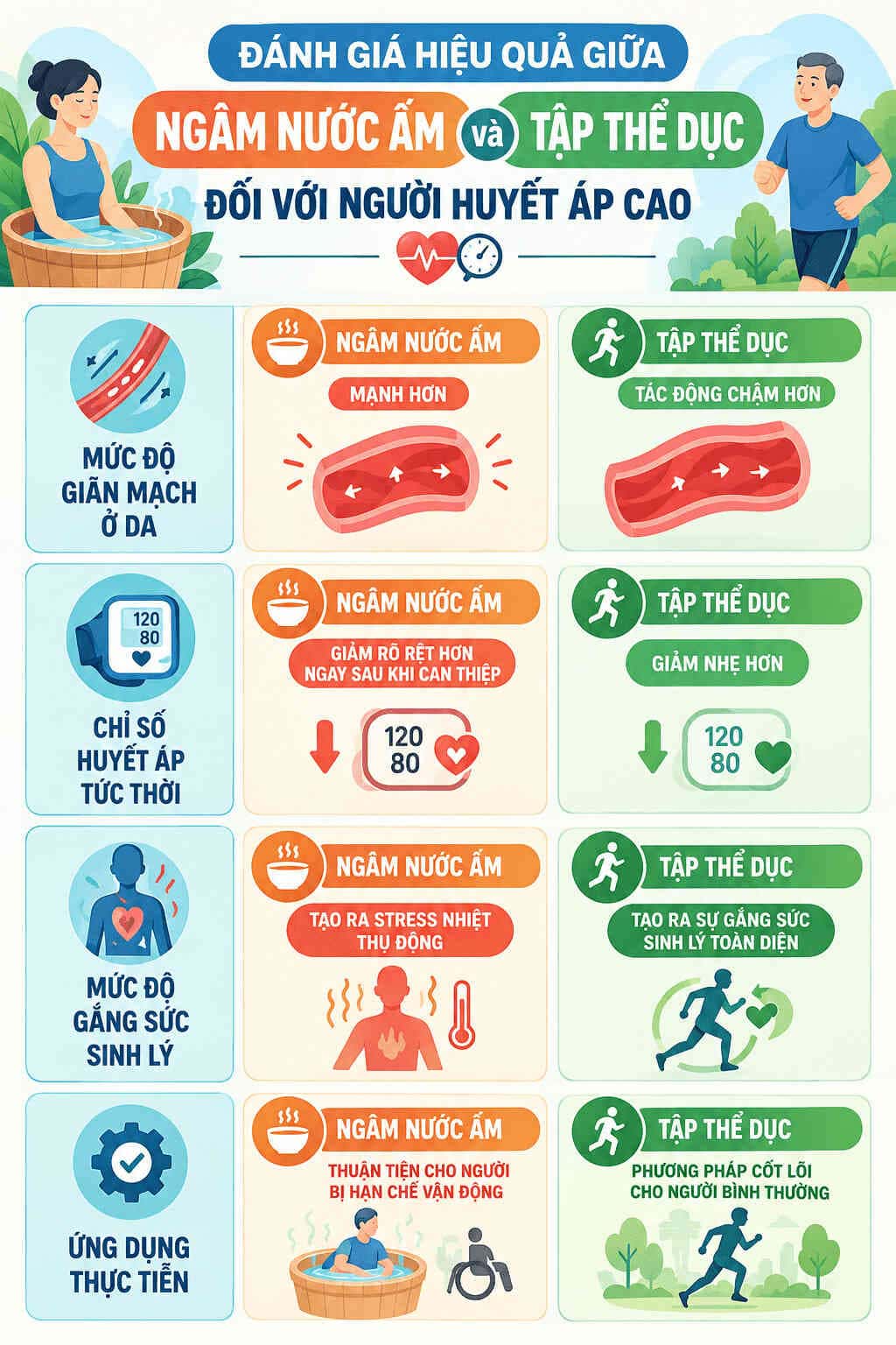 Infographic: Đánh giá tác động tức thời của việc ngâm nước ấm đối với chỉ số huyết áp. Đồ họa: AI