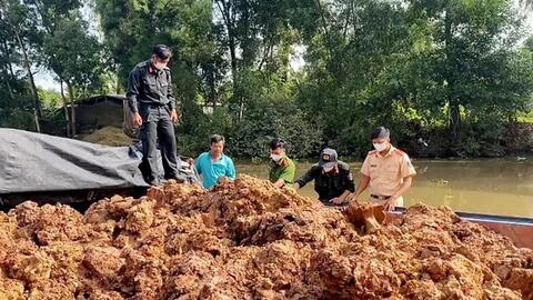 An Giang: Bắt quả tang 12 phương tiện thuỷ vận chuyển khoảng 733m3 đất trái phép