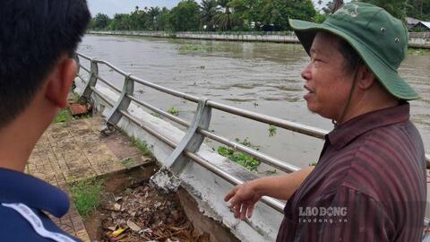Bờ kè kênh Xáng Xà No ở Cần Thơ hư hỏng, chờ vốn sửa chữa