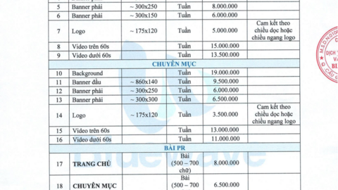 BÁO GIÁ QUẢNG CÁO 2023