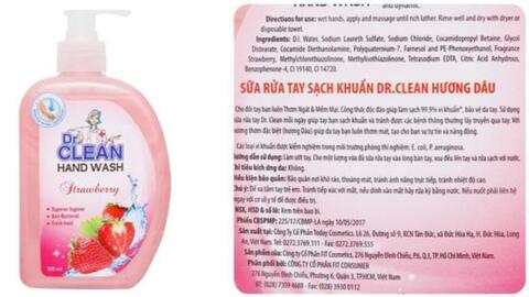 Đình chỉ lưu hành, thu hồi toàn quốc sữa rửa tay Dr. Clean Hương dâu