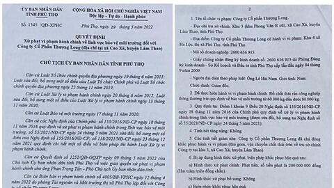 Đổ chất thải bê tông gây ô nhiễm, công ty Thượng Long bị xử phạt 200 triệu đồng