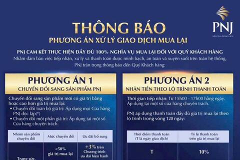 PNJ rút ngắn lộ trình thanh toán tiền mua lại vàng, kim cương