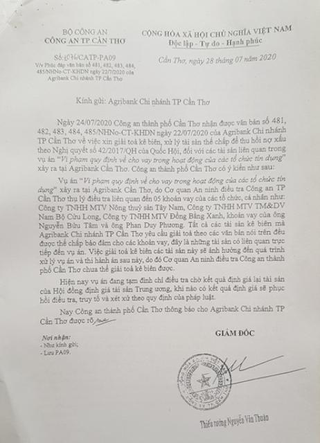 Phía Công an TP. Cần Thơ khẳng định không thể giải tỏa kê biên tài sản trong vụ án. Phía Công an TP. Cần Thơ khẳng định không thể giải tỏa kê biên tài sản trong vụ án.