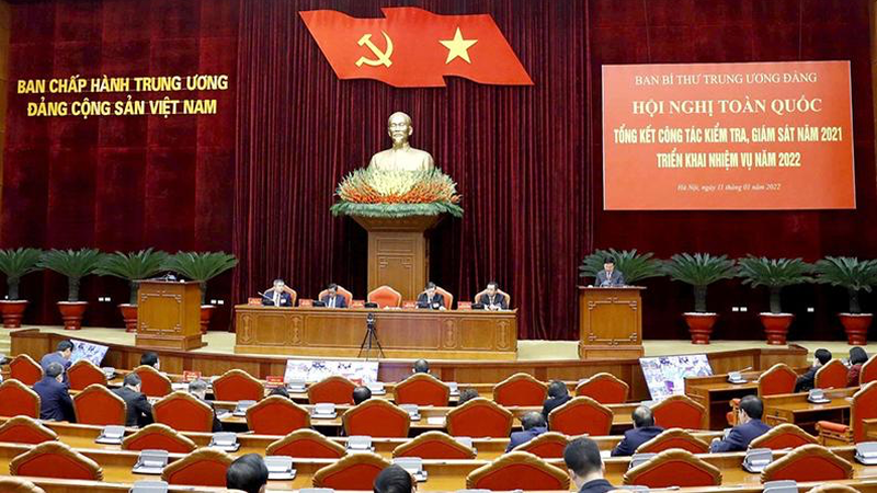 Quang cảnh Hội nghị toàn quốc tổng kết công tác kiểm tra, giám sát năm 2021, triển khai nhiệm vụ năm 2022.