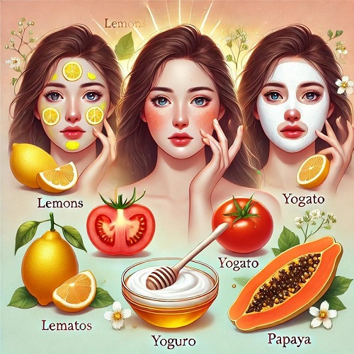 Các nguyên liệu nhà bếp giúp loại bỏ vết rám nắng hiệu quả. Ảnh: AI - Minh Hoàng