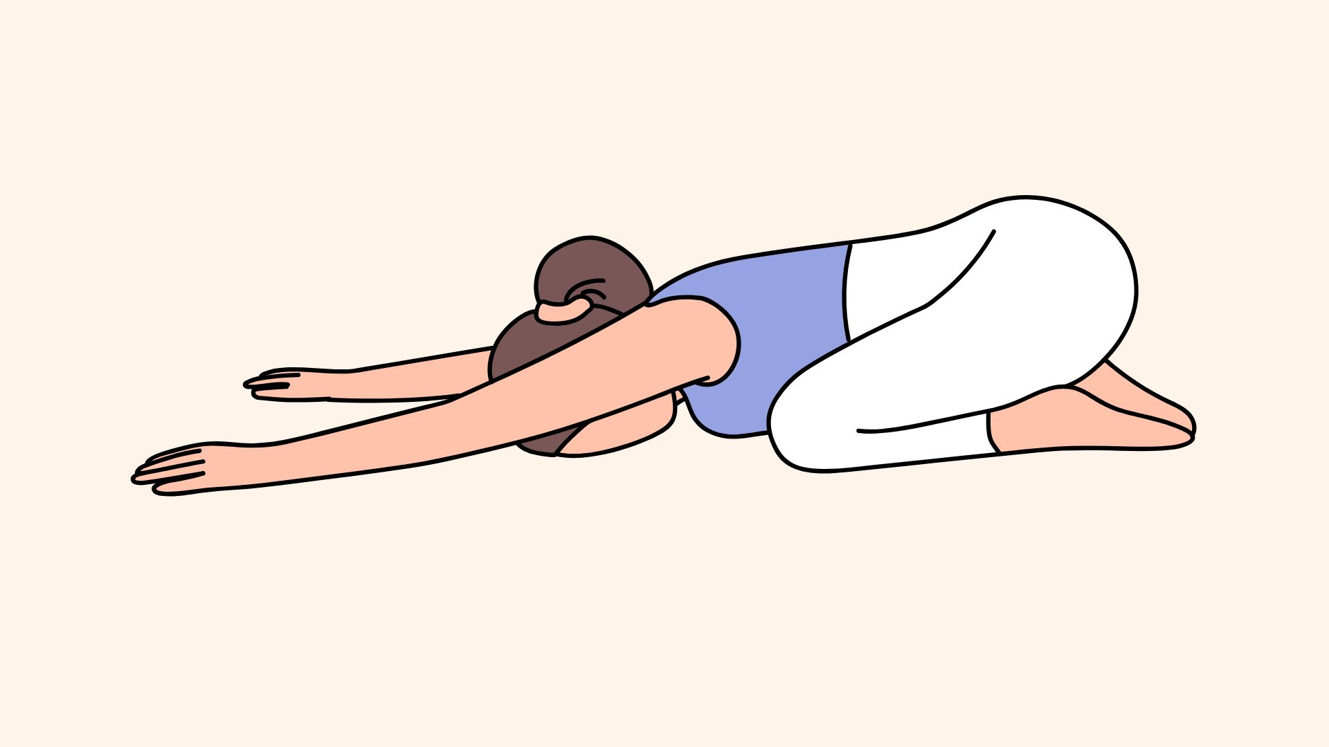 Tư thế em bé (Balasana). Đồ hoạ: Đinh Đinh