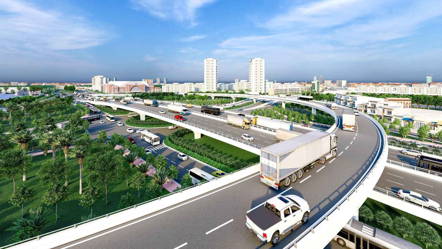 Phối cảnh nút giao Mỹ Thủy quy mô 4 tầng khi hoàn thành. Ảnh: Ban Giao thông TPHCM