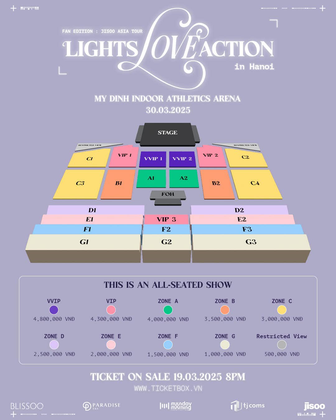 Sơ đồ và giá vé sự kiện fan meeting của Jisoo tại Hà Nội. Ảnh: Ban tổ chức