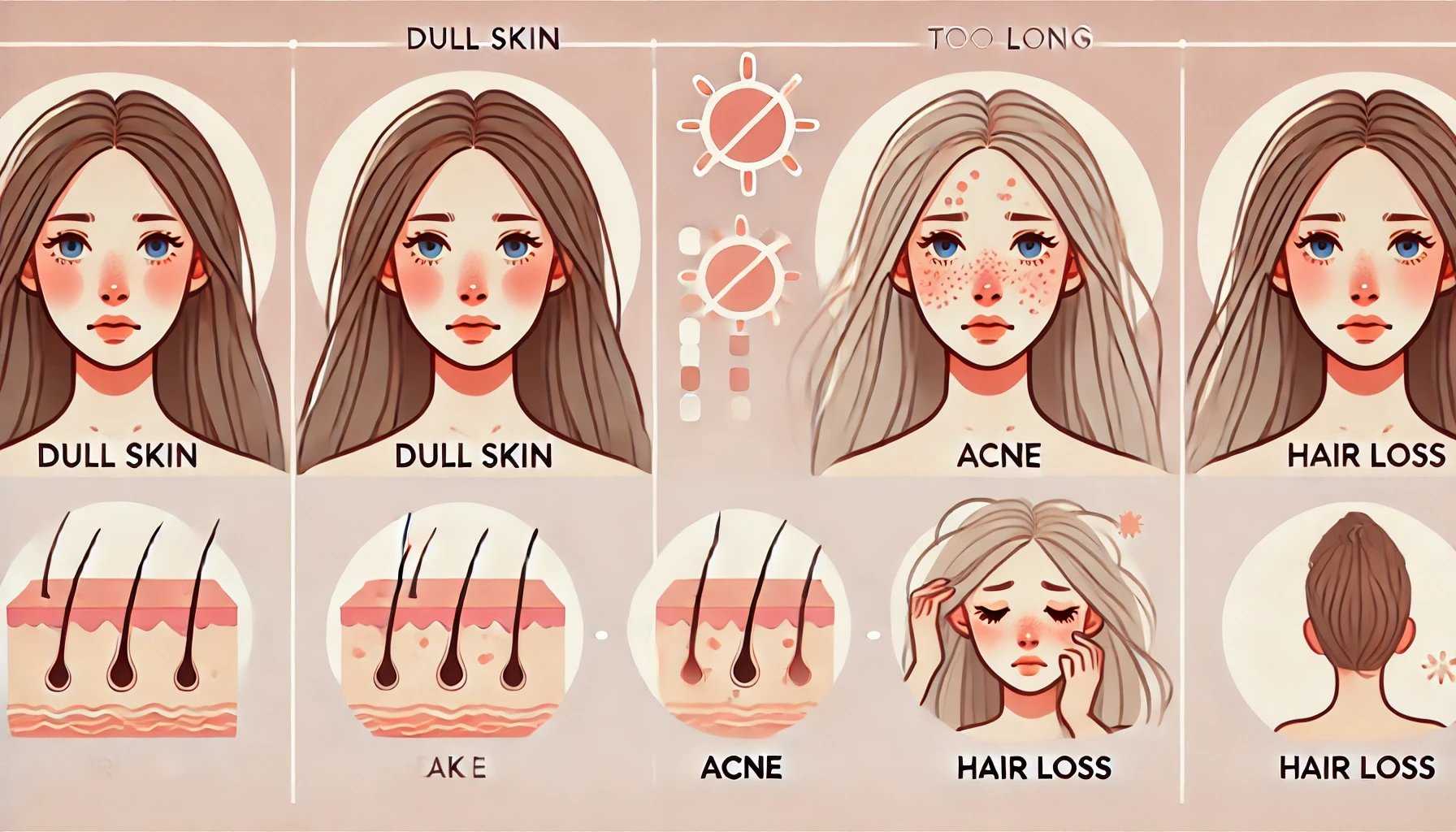 Ảnh hưởng của việc ở trong nhà quá lâu đối với da và tóc. Ảnh: AI - Minh Hoàng