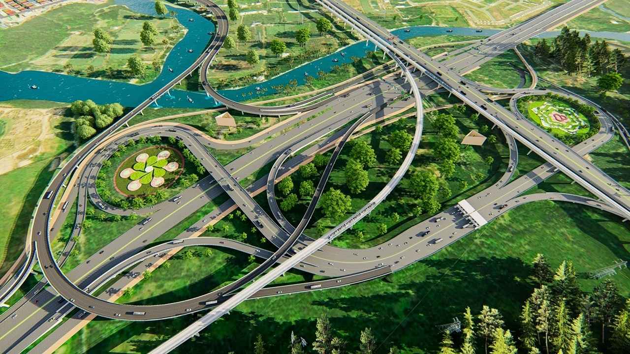 Phối cảnh nút giao Vành đai 3 với cao tốc TPHCM - Long Thành - Dầu Giây khi hoàn thiện. Ảnh: Ban Giao thông TPHCM