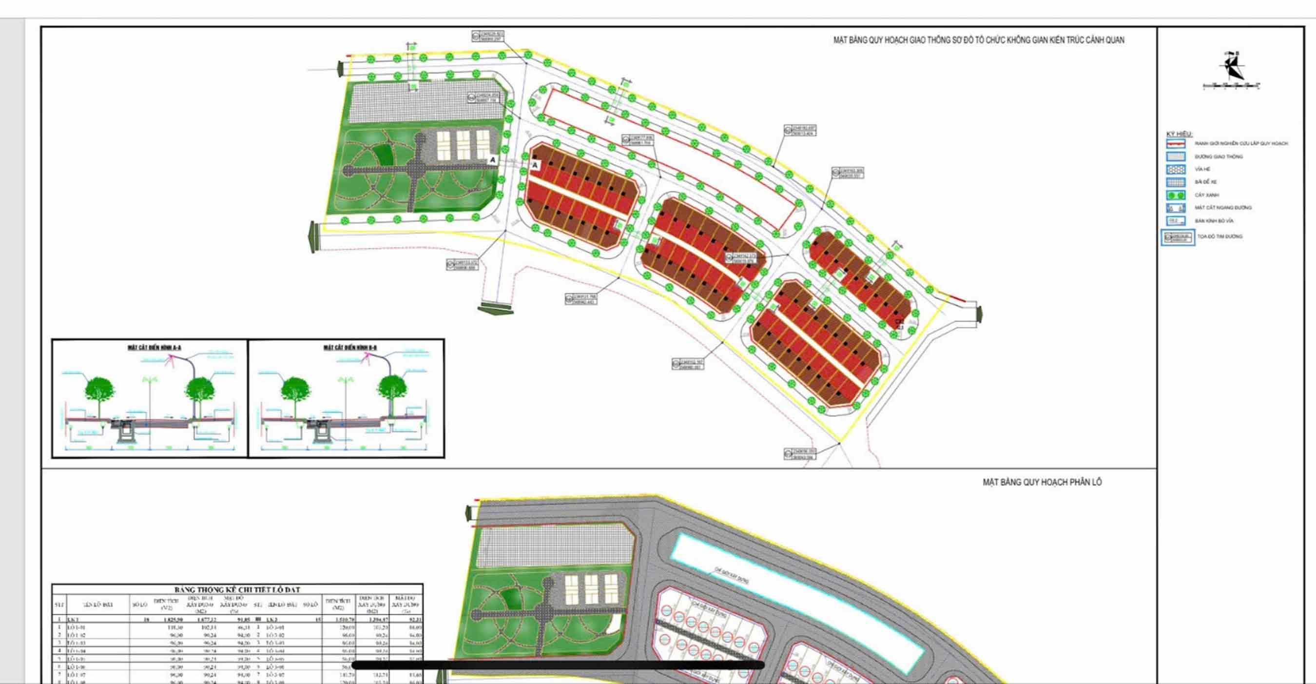 Mặt bằng quy hoạch không gian tại khu đấu giá