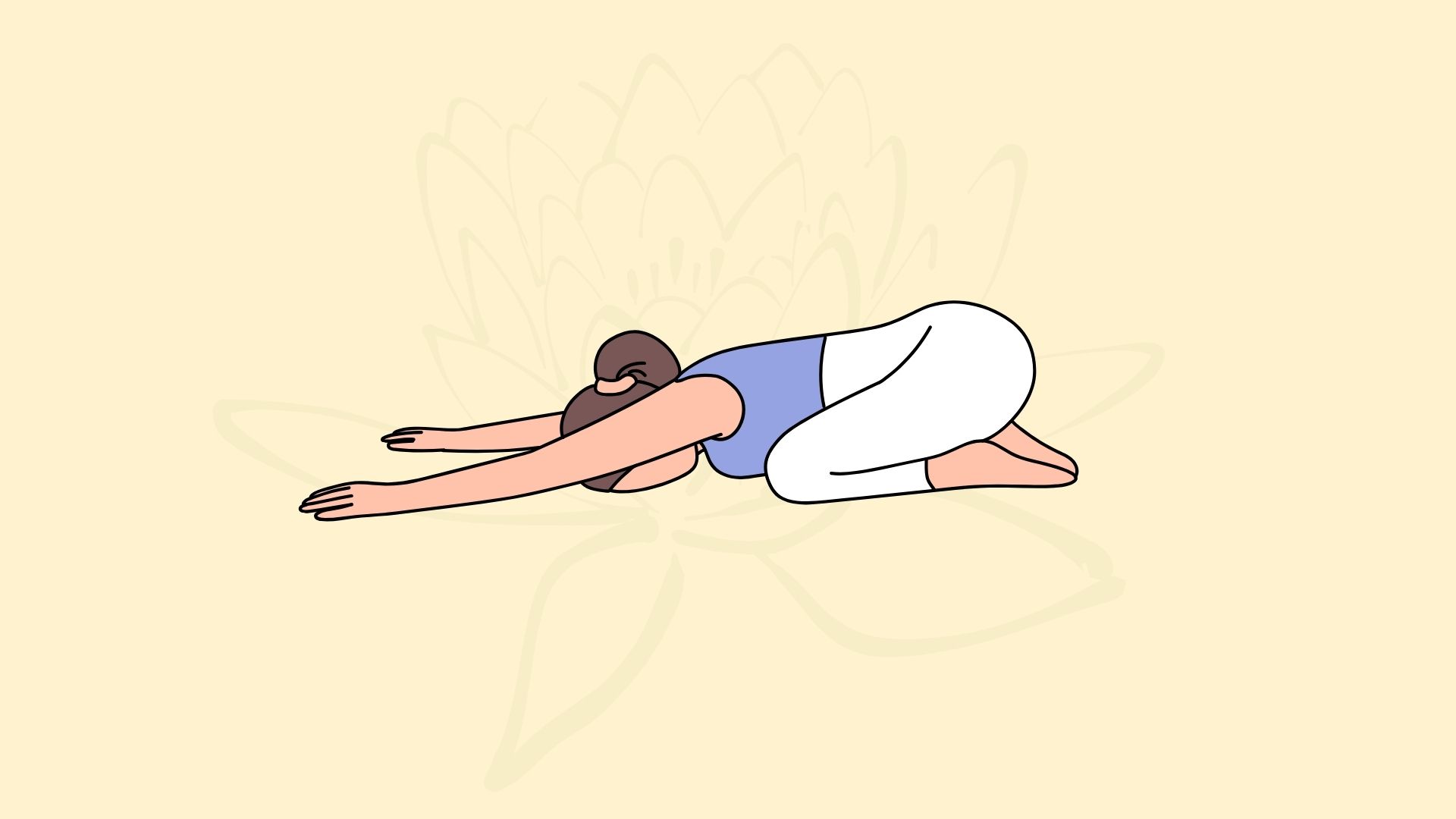 Tư thế em bé (Balasana). Đồ họa: Đinh Đinh