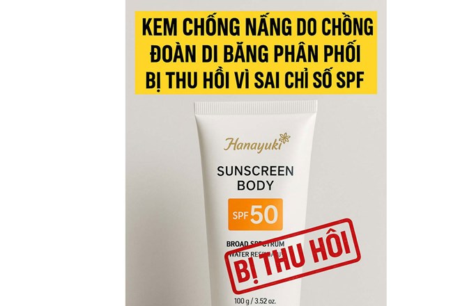Kem chống nắng do chồng ca sĩ Đoàn Di Băng phân phối bị thu hồi vì sai chỉ số SPF