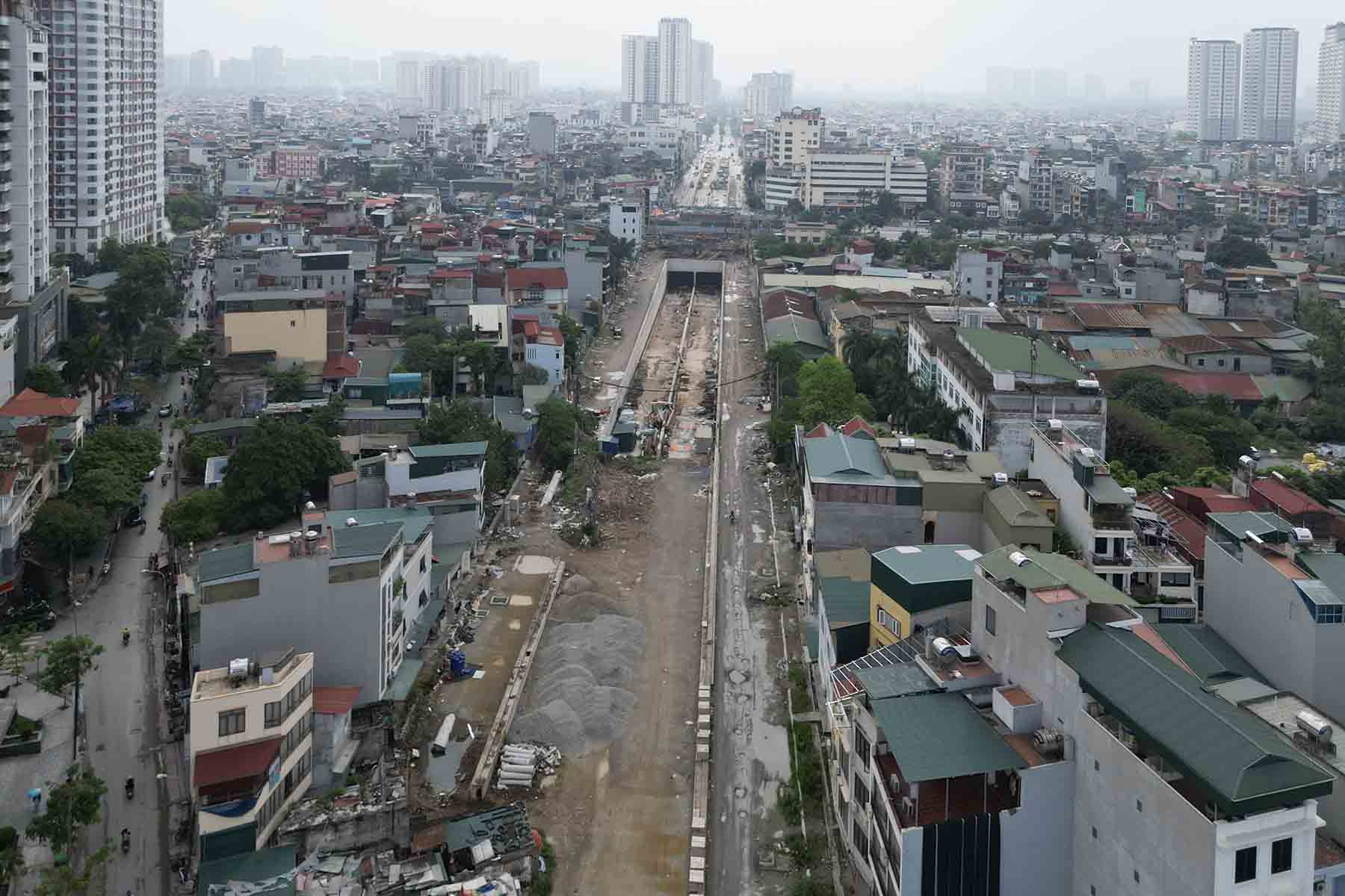 Điểm cuối dự án kết nối hầm chui Kim Đồng - Giải Phóng. Ảnh: Hữu Chánh