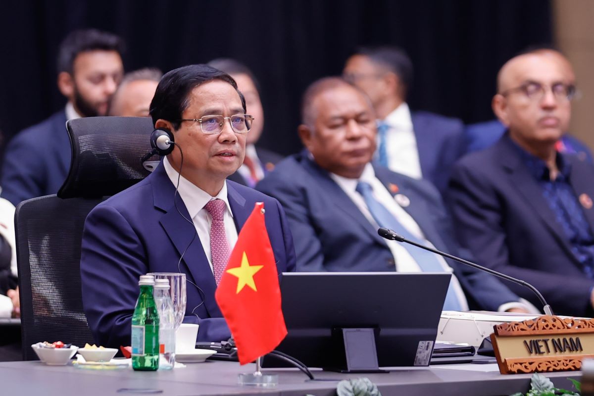 Thủ tướng Chính phủ Phạm Minh Chính dẫn đầu đoàn đại biểu cấp cao Việt Nam tham dự hội nghị. Ảnh: VGP