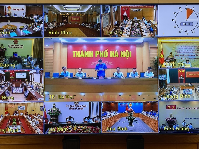 Hội nghị được kết nối trực tuyến từ điểm cầu chính trụ sở Chính phủ tới các điểm cầu UBND các tỉnh, thành phố trực thuộc Trung ương - Ảnh: VGP/Nhật Bắc