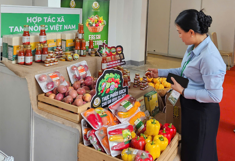 Doanh nghiệp trưng bày, giới thiệu sản phẩm sạch tại triển lãm. Ảnh: Thanh Minh.