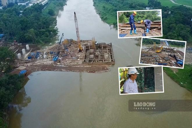 Trên đại công trường dự án làm cầu nghìn tỉ đồng vượt sông ở Thái Nguyên