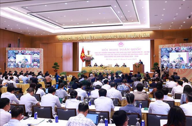 Hội nghị toàn quốc Tổng kết Chương trình mục tiêu quốc gia phát triển kinh tế - xã hội vùng đồng bào dân tộc thiểu số. Ảnh: Dương Giang/TTXVN