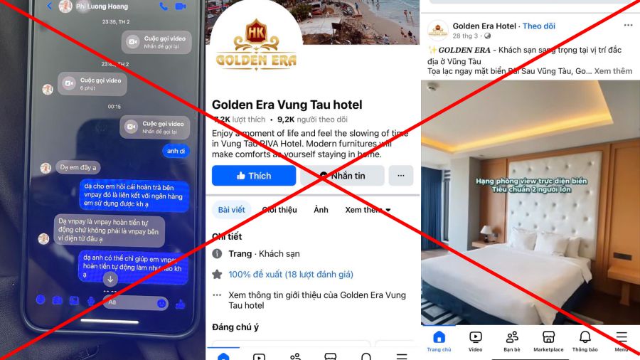 Fanpage giả mạo khách sạn tại Vũng Tàu. Ảnh: Nhân vật cung cấp