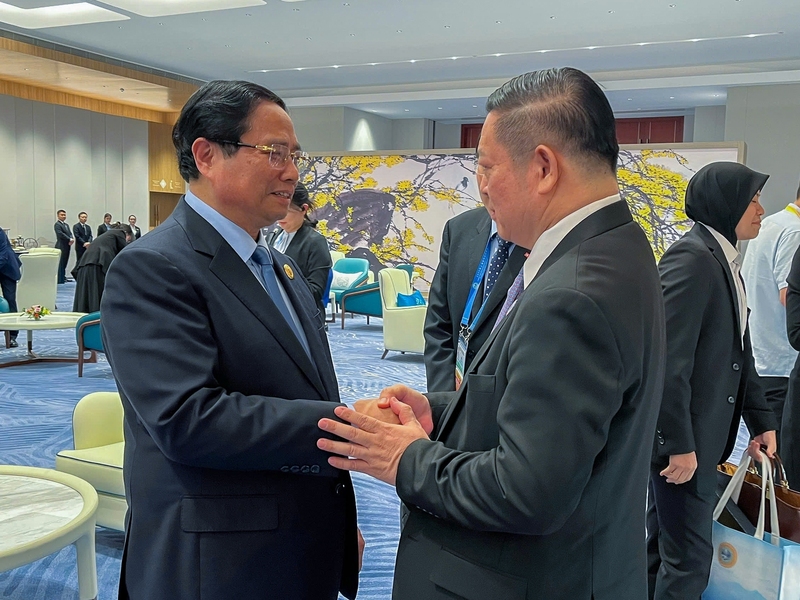 Thủ tướng Chính phủ Phạm Minh Chính gặp Tổng Thư ký ASEAN Kao Kim Hourn. Ảnh: VGP/Nhật Bắc