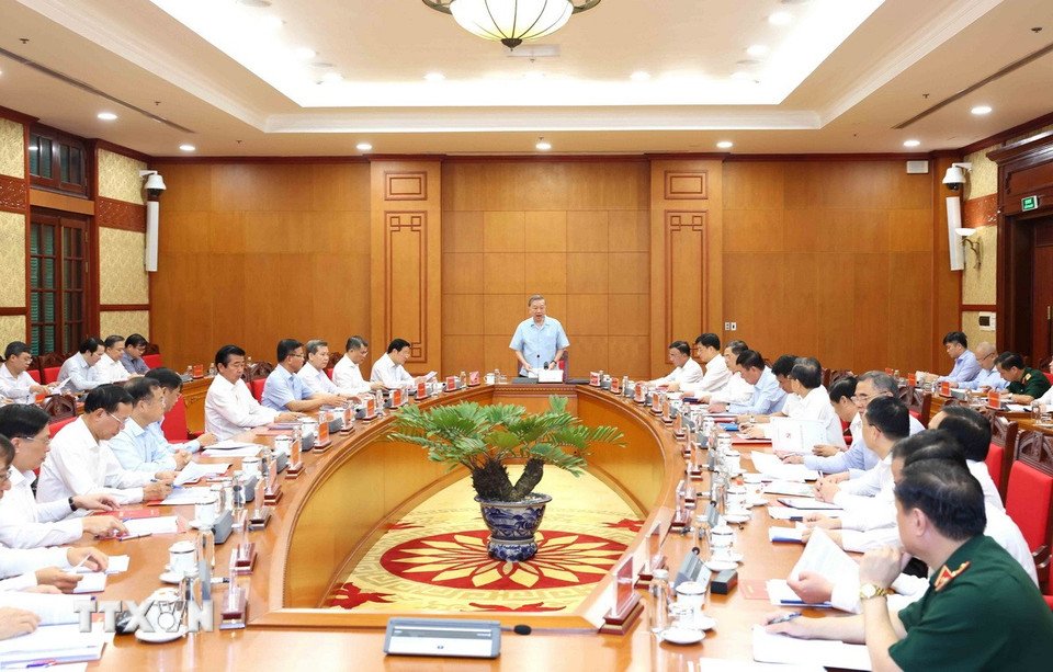 Tổng Bí thư Tô Lâm chủ trì cuộc họp Thường trực Ban Chỉ đạo Trung ương về phòng, chống tham nhũng, lãng phí, tiêu cực. Ảnh: Phương Hoa/TTXVN