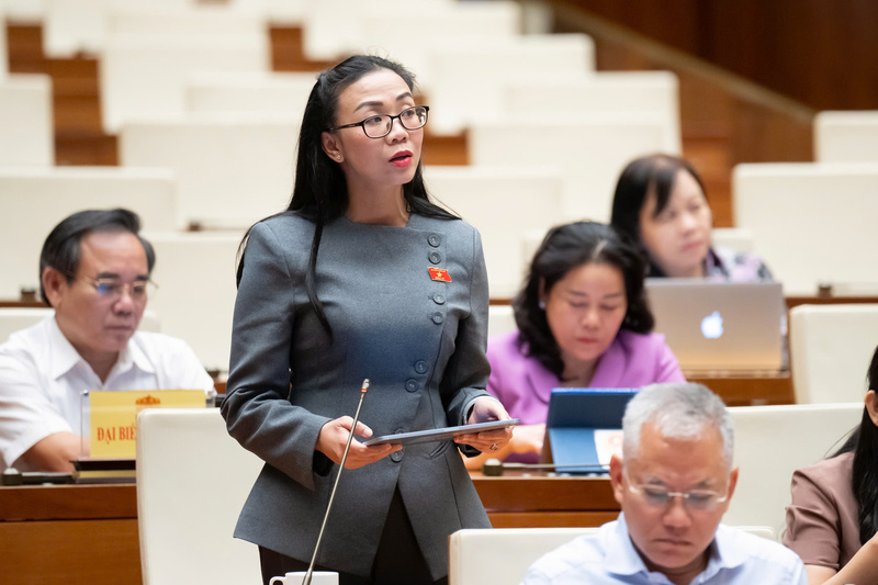 Đại biểu Trịnh Thị Tú Anh - đoàn Lâm Đồng phát biểu.