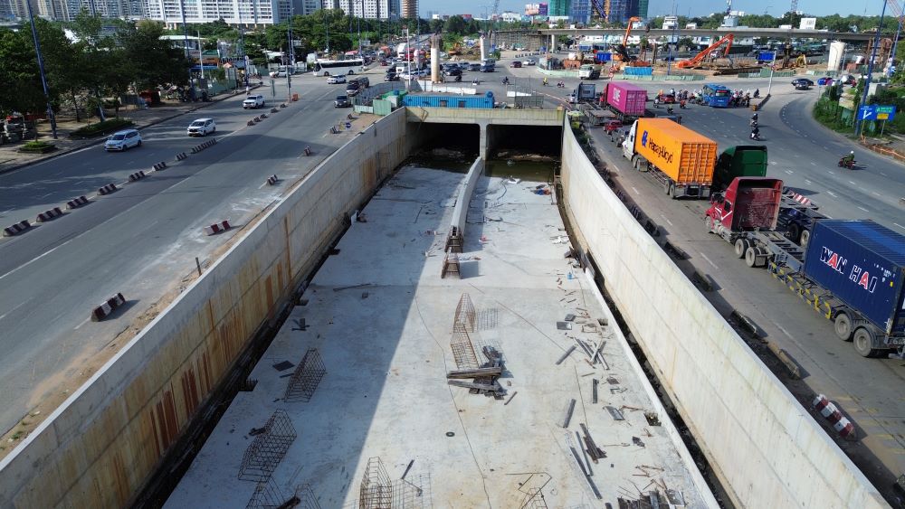 Hiện dự án đã đạt hơn 70% khối lượng tổng thể. Ảnh: Anh Tú