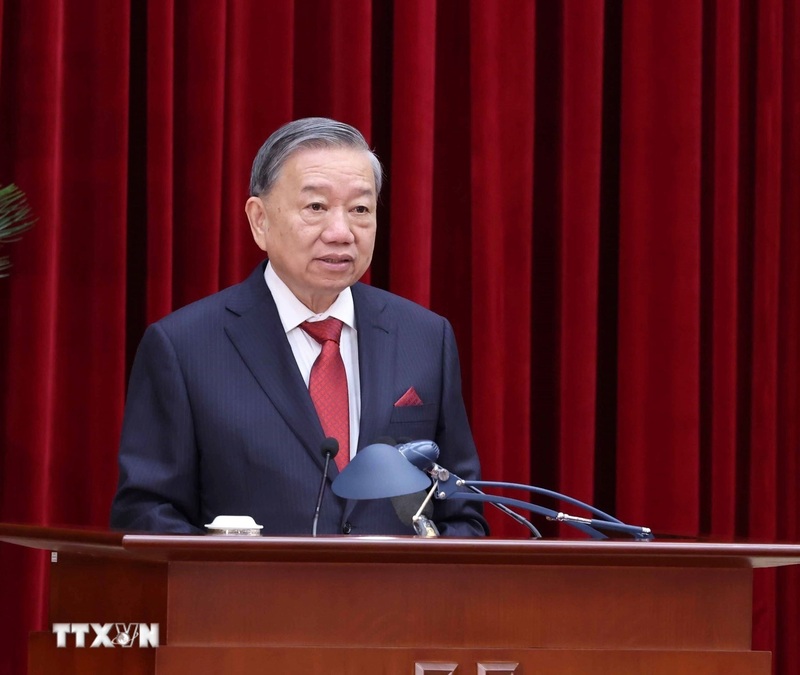 Tổng Bí thư Tô Lâm phát biểu khai mạc Hội nghị lần thứ 13, Ban Chấp hành Trung ương Đảng khoá XIII. Ảnh: Thống Nhất/TTXVN