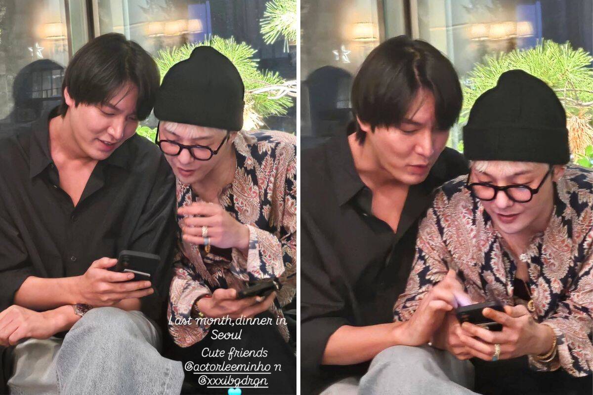 Lee Min Ho và G-Dragon trò chuyện thân thiết. Ảnh: chụp màn hình