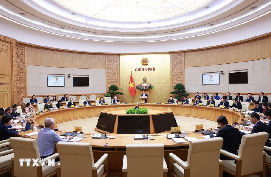 Phiên họp Chính phủ chuyên đề về Trung tâm Tài chính quốc tế tại Việt Nam. Ảnh: TTXVN