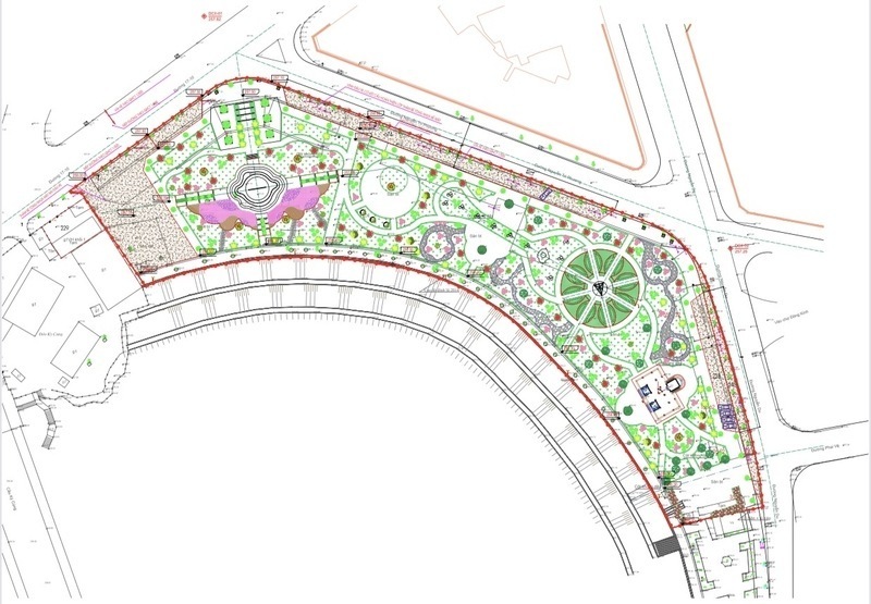 Mặt bằng thiết kế tổng thể Công viên Bờ sông Kỳ Cùng (đoạn từ khách sạn Đông Kinh đến Đền Kỳ Cùng). Ảnh: ĐVCC