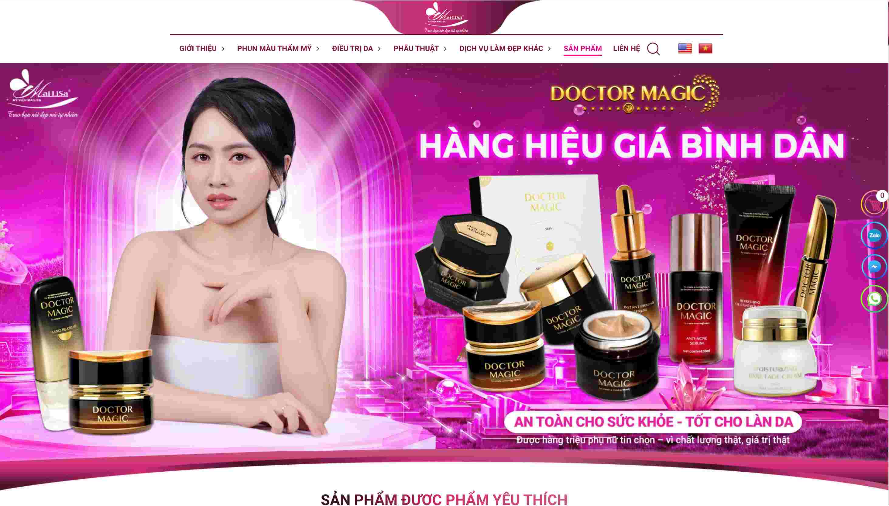 Những lời quảng cáo có cánh về mỹ phẩm của thẩm mỹ viện Mailisa. Ảnh chụp màn hình