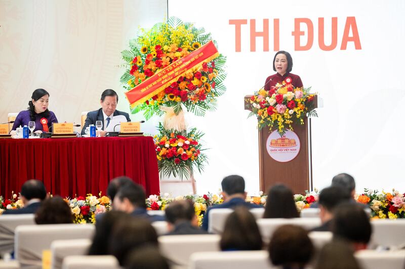 Phó Chủ tịch Quốc hội Nguyễn Thị Thanh phát biểu khai mạc Đại hội.